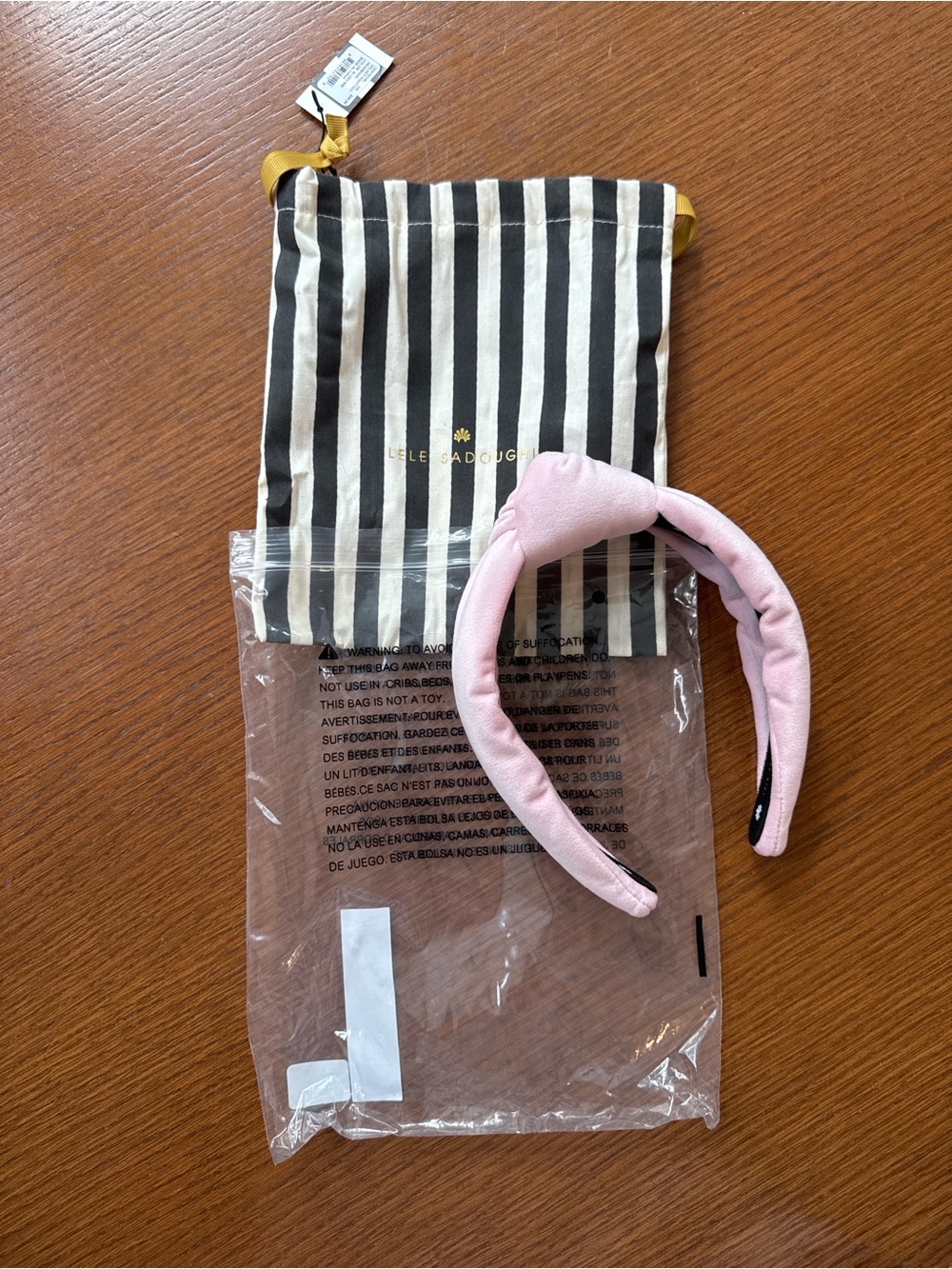 Lele Sadoughi Bundle, Knotted Padded Headbands with Striped Pouch